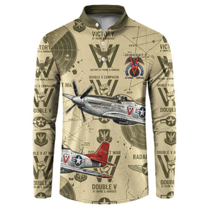 Double V Campaign Tuskegee Airmen Button Sweatshirt Vintage Military Aviation P-51 Mustang World War II Art