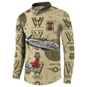 Double V Campaign Tuskegee Airmen Button Sweatshirt Vintage Military Aviation P-51 Mustang World War II Art