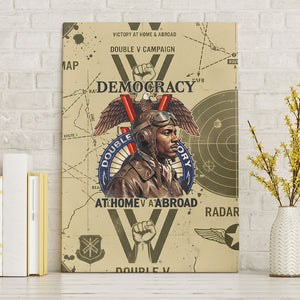 Double V Campaign Tuskegee Airmen Canvas Wall Art Vintage Military Aviation P-51 Mustang World War II Art