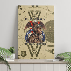 Double V Campaign Tuskegee Airmen Canvas Wall Art Vintage Military Aviation P-51 Mustang World War II Art