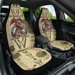 Double V Campaign Tuskegee Airmen Car Seat Cover Vintage Military Aviation P-51 Mustang World War II Art