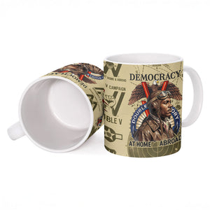 Double V Campaign Tuskegee Airmen Ceramic Mug Vintage Military Aviation P-51 Mustang World War II Art