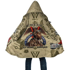 Double V Campaign Tuskegee Airmen Cloak Vintage Military Aviation P-51 Mustang World War II Art