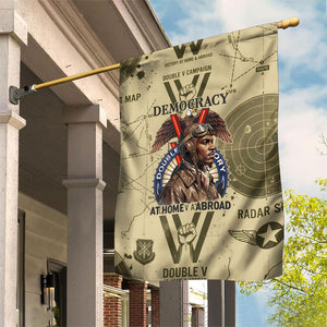 Double V Campaign Tuskegee Airmen Garden Flag Vintage Military Aviation P-51 Mustang World War II Art