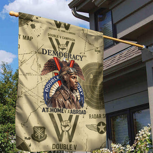 Double V Campaign Tuskegee Airmen Garden Flag Vintage Military Aviation P-51 Mustang World War II Art