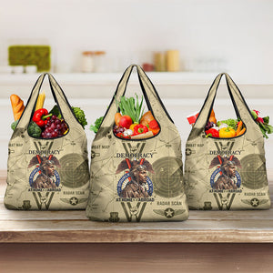 Double V Campaign Tuskegee Airmen Grocery Bag Vintage Military Aviation P-51 Mustang World War II Art
