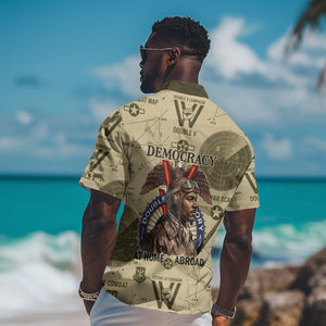 Double V Campaign Tuskegee Airmen Hawaiian Shirt Vintage Military Aviation P-51 Mustang World War II Art