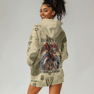 Double V Campaign Tuskegee Airmen Hoodie Dress Vintage Military Aviation P-51 Mustang World War II Art