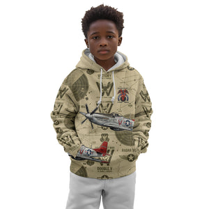 Double V Campaign Tuskegee Airmen Kid Hoodie Vintage Military Aviation P-51 Mustang World War II Art