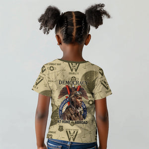 Double V Campaign Tuskegee Airmen Kid T shirt Vintage Military Aviation P-51 Mustang World War II Art