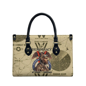 Double V Campaign Tuskegee Airmen Leather Bag Vintage Military Aviation P-51 Mustang World War II Art