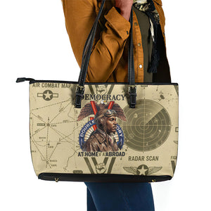 Double V Campaign Tuskegee Airmen Leather Tote Bag Vintage Military Aviation P-51 Mustang World War II Art