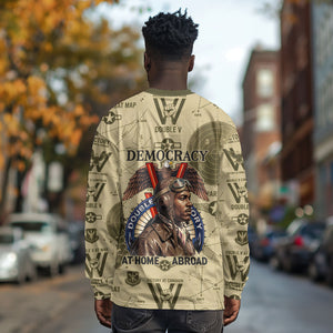 Double V Campaign Tuskegee Airmen Long Sleeve Shirt Vintage Military Aviation P-51 Mustang World War II Art