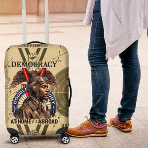 Double V Campaign Tuskegee Airmen Luggage Cover Vintage Military Aviation P-51 Mustang World War II Art