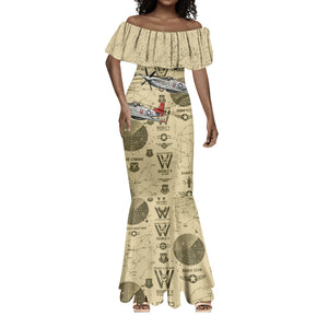 Double V Campaign Tuskegee Airmen Mermaid Dress Vintage Military Aviation P-51 Mustang World War II Art