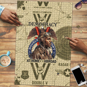 Double V Campaign Tuskegee Airmen Puzzle Vintage Military Aviation P-51 Mustang World War II Art