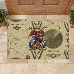 Double V Campaign Tuskegee Airmen Rubber Doormat Vintage Military Aviation P-51 Mustang World War II Art