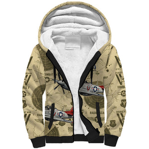Double V Campaign Tuskegee Airmen Sherpa Hoodie Vintage Military Aviation P-51 Mustang World War II Art