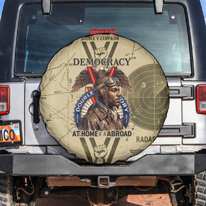 Double V Campaign Tuskegee Airmen Spare Tire Cover Vintage Military Aviation P-51 Mustang World War II Art