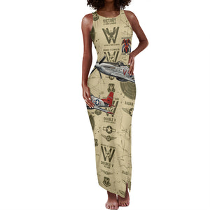 Double V Campaign Tuskegee Airmen Tank Maxi Dress Vintage Military Aviation P-51 Mustang World War II Art