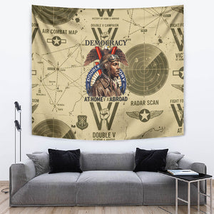 Double V Campaign Tuskegee Airmen Tapestry Vintage Military Aviation P-51 Mustang World War II Art