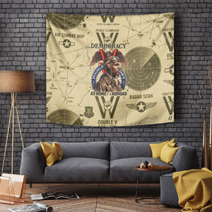 Double V Campaign Tuskegee Airmen Tapestry Vintage Military Aviation P-51 Mustang World War II Art
