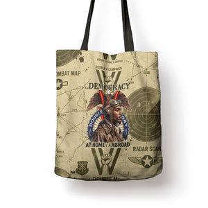 Double V Campaign Tuskegee Airmen Tote Bag Vintage Military Aviation P-51 Mustang World War II Art