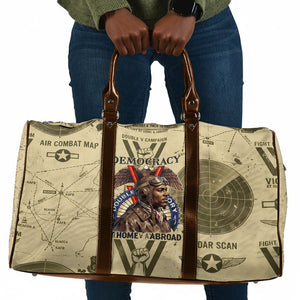 Double V Campaign Tuskegee Airmen Travel Bag Vintage Military Aviation P-51 Mustang World War II Art
