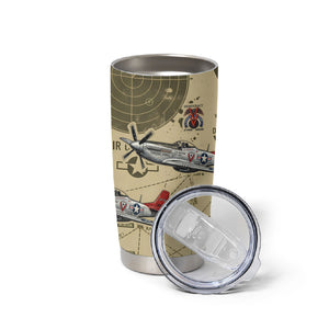 Double V Campaign Tuskegee Airmen Tumbler Cup Vintage Military Aviation P-51 Mustang World War II Art