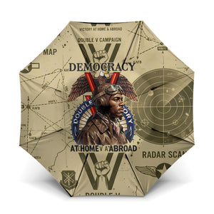 Double V Campaign Tuskegee Airmen Umbrella Vintage Military Aviation P-51 Mustang World War II Art