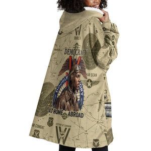 Double V Campaign Tuskegee Airmen Wearable Blanket Hoodie Vintage Military Aviation P-51 Mustang World War II Art