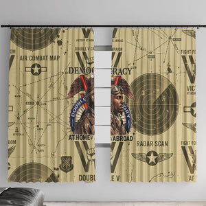 Double V Campaign Tuskegee Airmen Window Curtain Vintage Military Aviation P-51 Mustang World War II Art