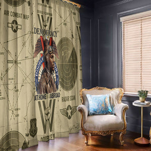Double V Campaign Tuskegee Airmen Window Curtain Vintage Military Aviation P-51 Mustang World War II Art
