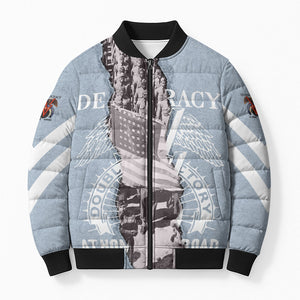 Double V Campaign American Democracy Bomber Puffer Jacket Military Buffalo Soldiers World War II Heritage Art