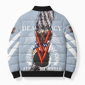 Double V Campaign American Democracy Bomber Puffer Jacket Military Buffalo Soldiers World War II Heritage Art