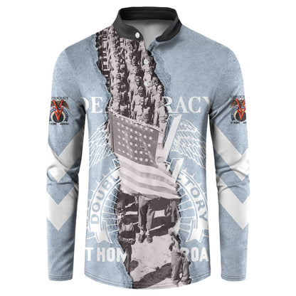 Double V Campaign American Democracy Button Sweatshirt Military Buffalo Soldiers World War II Heritage Art