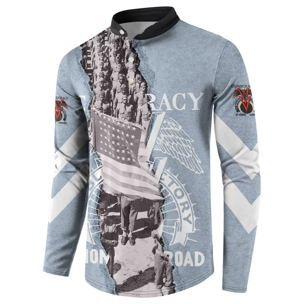 Double V Campaign American Democracy Button Sweatshirt Military Buffalo Soldiers World War II Heritage Art