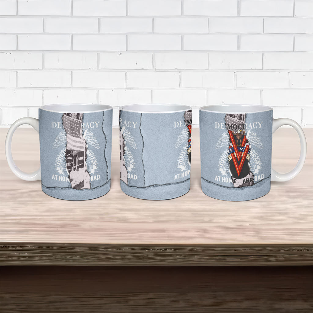 Double V Campaign American Democracy Ceramic Mug Military Buffalo Soldiers World War II Heritage Art
