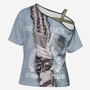 Double V Campaign American Democracy Cross Shoulder Shirt Military Buffalo Soldiers World War II Heritage Art
