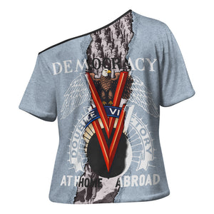 Double V Campaign American Democracy Cross Shoulder Shirt Military Buffalo Soldiers World War II Heritage Art