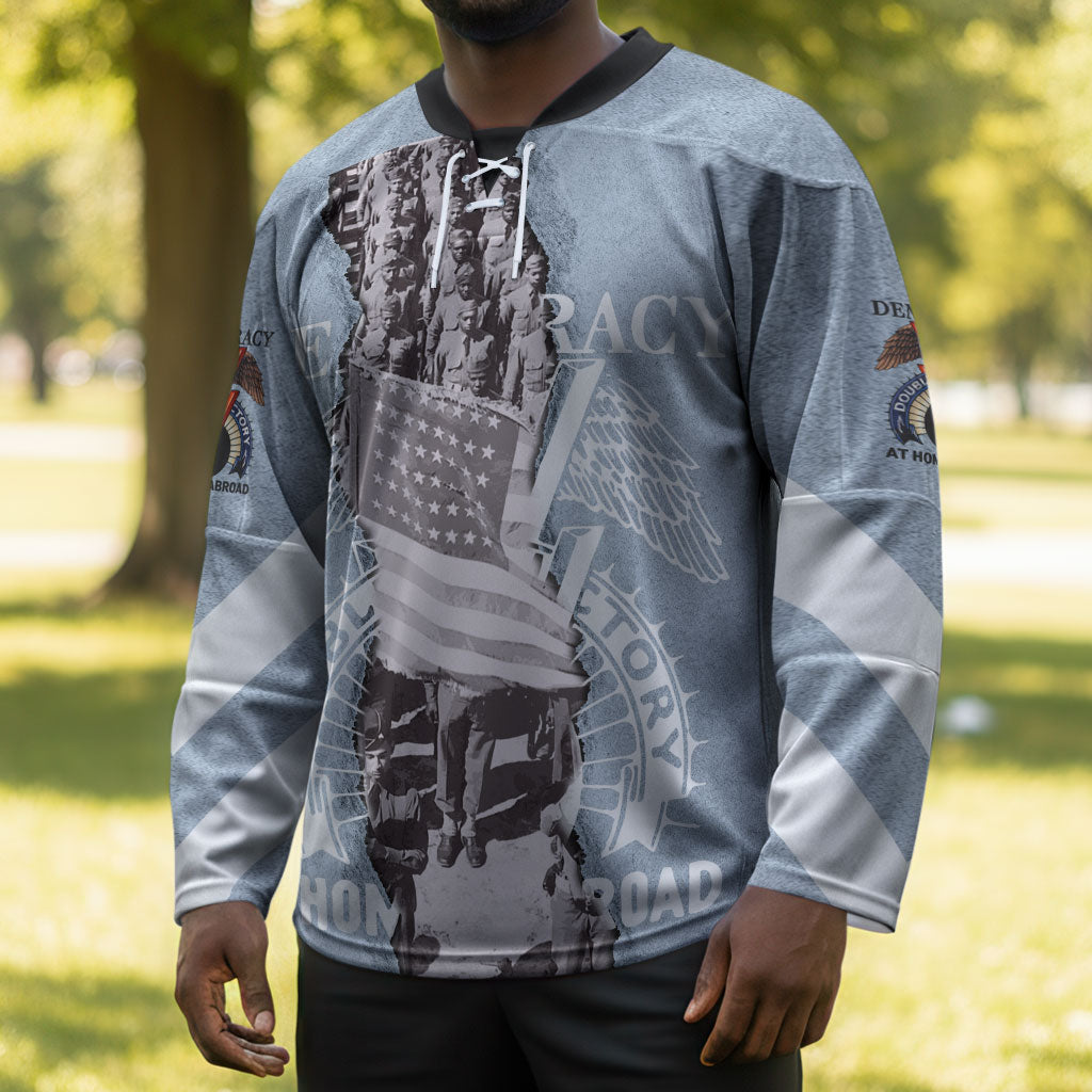 Double V Campaign American Democracy Hockey Jersey Military Buffalo Soldiers World War II Heritage Art