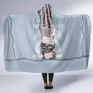 Double V Campaign American Democracy Hooded Blanket Military Buffalo Soldiers World War II Heritage Art