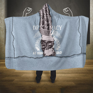 Double V Campaign American Democracy Hooded Blanket Military Buffalo Soldiers World War II Heritage Art