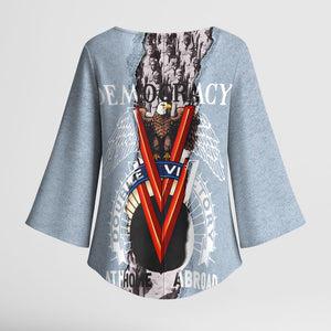 Double V Campaign American Democracy Kimono Sleeve Blouse Military Buffalo Soldiers World War II Heritage Art