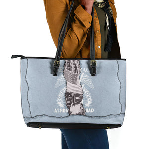 Double V Campaign American Democracy Leather Tote Bag Military Buffalo Soldiers World War II Heritage Art