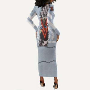 Double V Campaign American Democracy Long Sleeve Bodycon Dress Military Buffalo Soldiers World War II Heritage Art