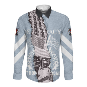 Double V Campaign American Democracy Long Sleeve Button Shirt Military Buffalo Soldiers World War II Heritage Art