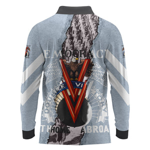 Double V Campaign American Democracy Long Sleeve Polo Shirt Military Buffalo Soldiers World War II Heritage Art