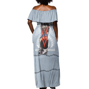 Double V Campaign American Democracy Off Shoulder Maxi Dress Military Buffalo Soldiers World War II Heritage Art