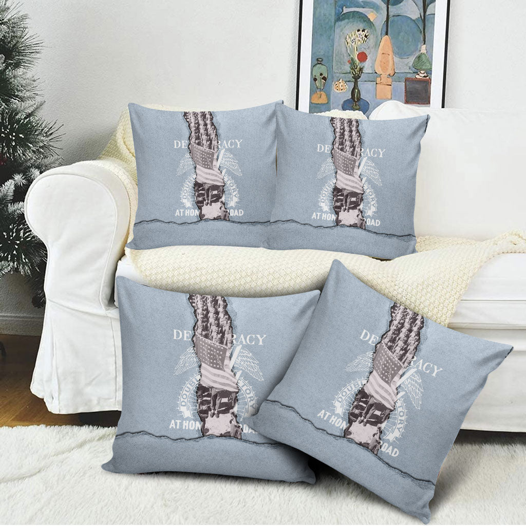 Double V Campaign American Democracy Pillow Cover Military Buffalo Soldiers World War II Heritage Art